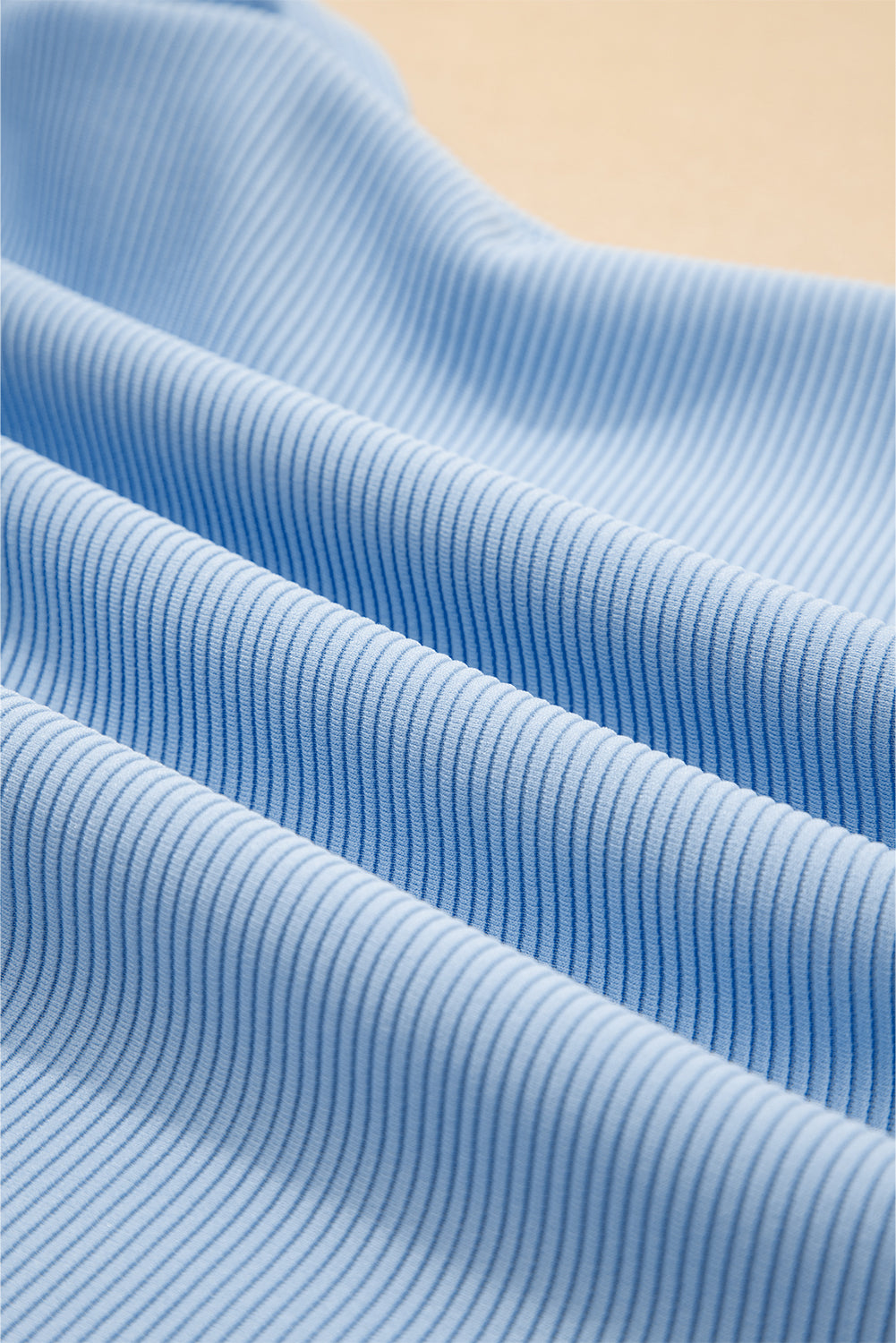 Beau Blue Textured Ruffled Sleeve Zipped Top and Wide Leg Pants Set