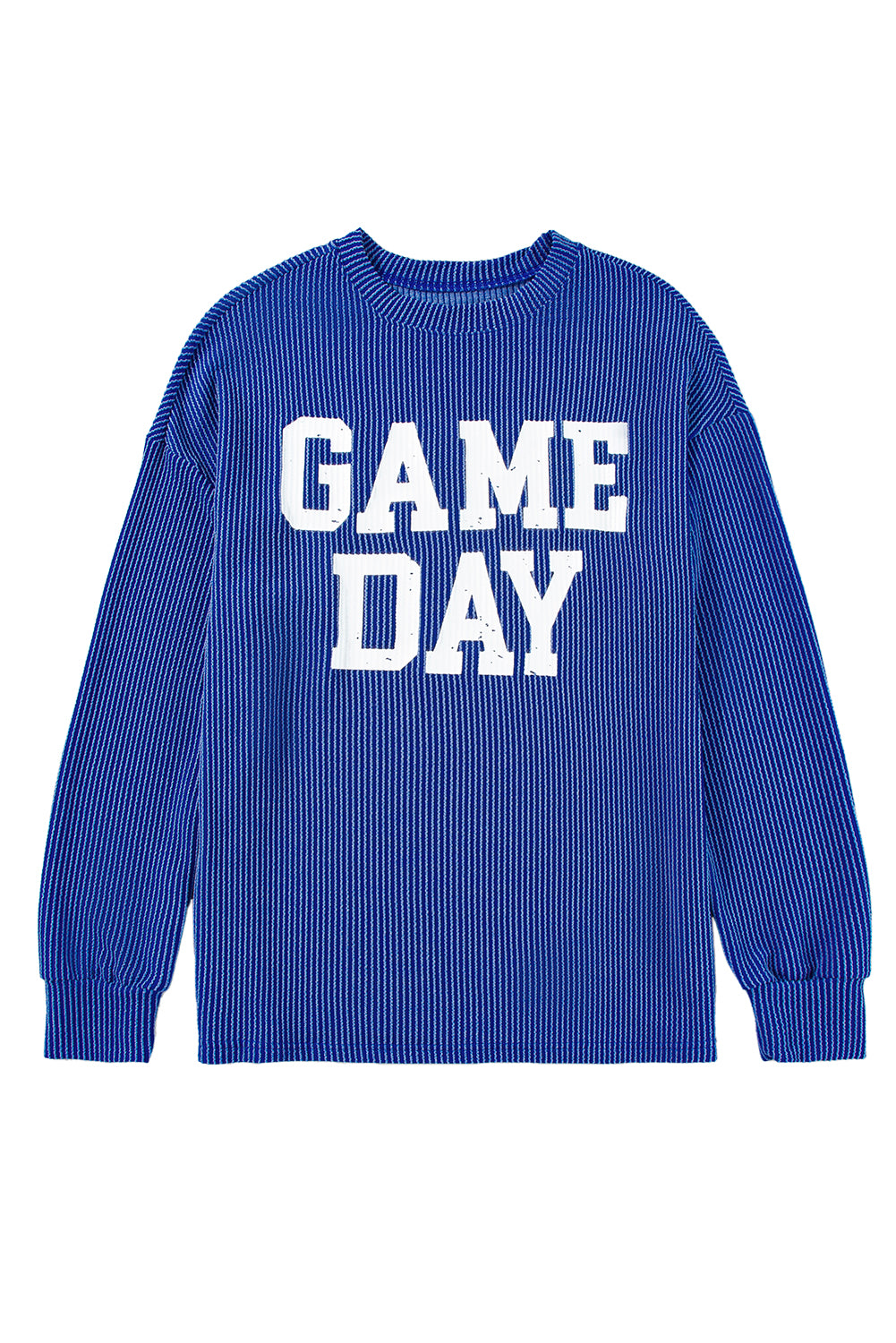 Bluing Corded GAME DAY Graphic Long Sleeve Crewneck Top