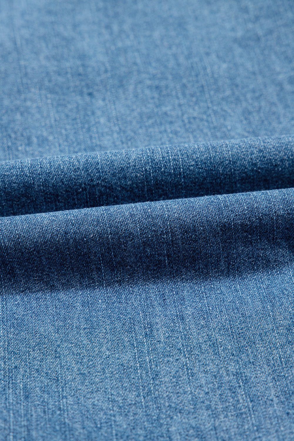 Dusk Blue Denim Ruffled Sleeve Lace up Front Peplum Top