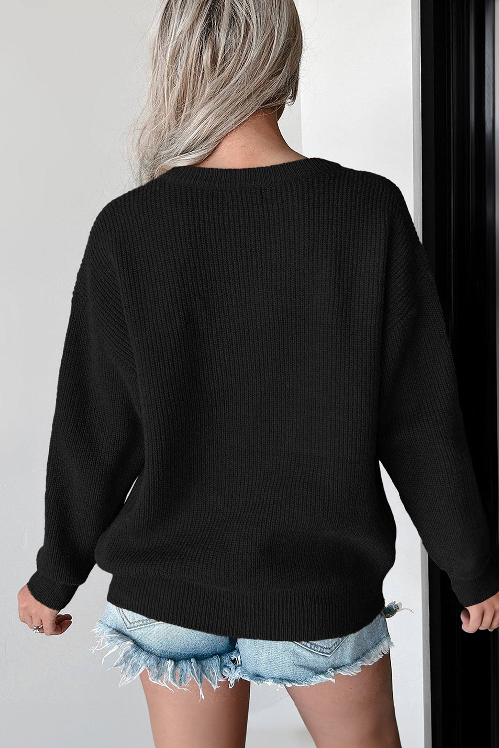 Black Hello Pumpkin Graphic Sweater