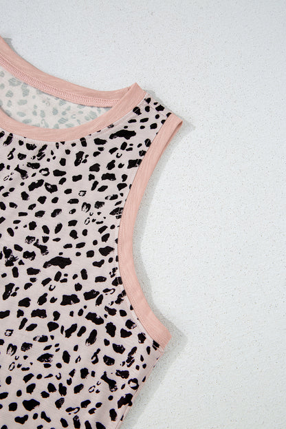 Leopard Print Round Neck Tank Top