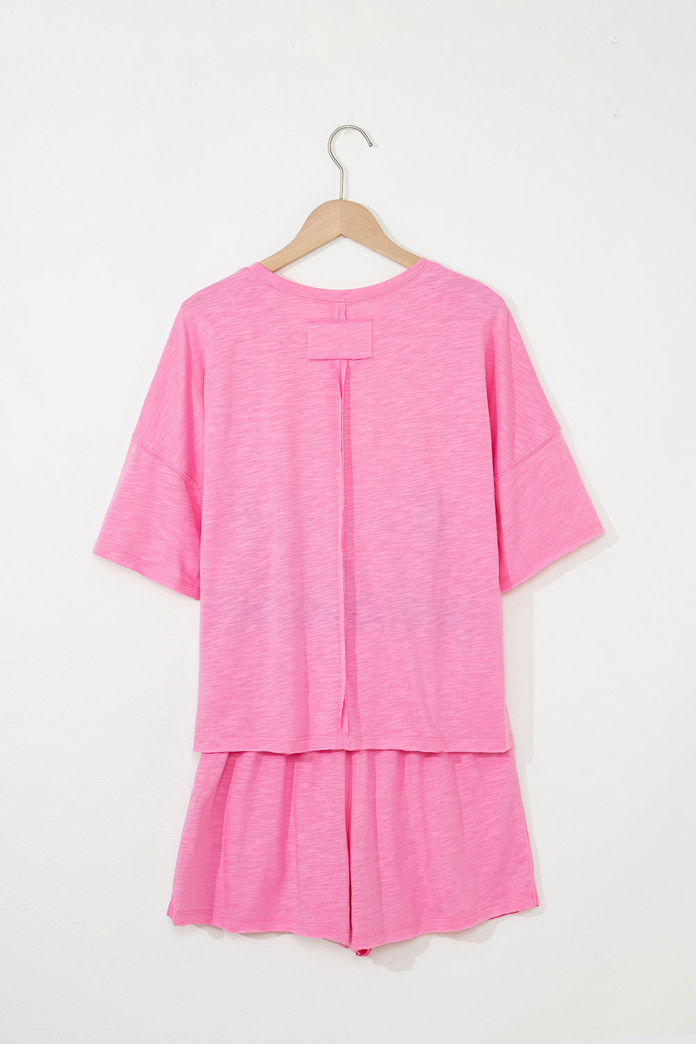 Sachet Pink Loose Fit Half Sleeve T Shirt and High Waist Skirt Set