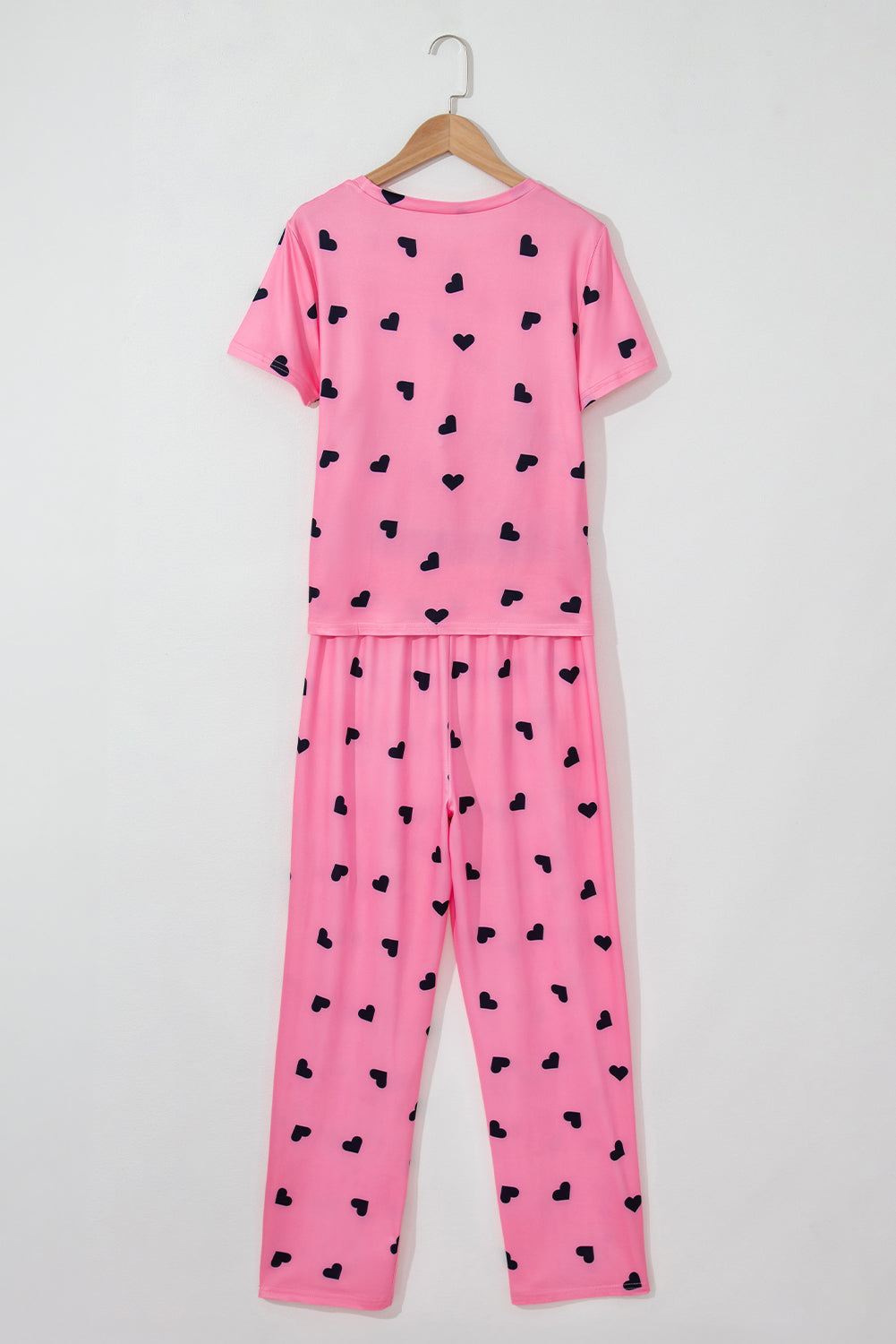 Pink Valentines Heart Print Tee and Pants Lounge Set