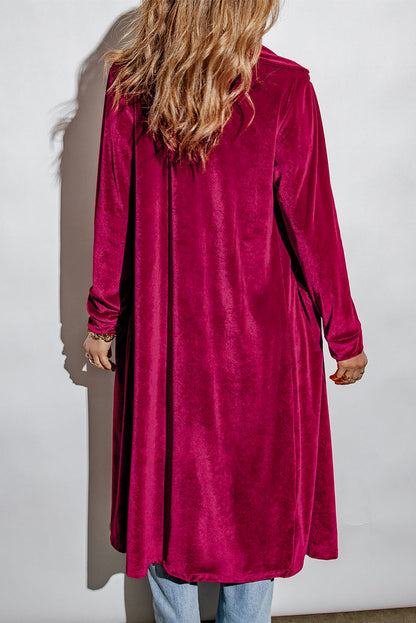 Retro Velvet Long Sleeve Pocket Coat