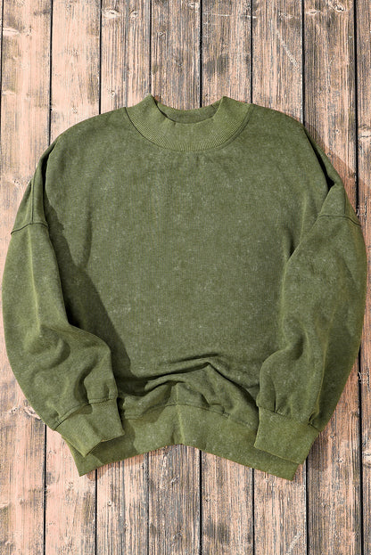 Green Drop Shoulder Crew Neck Pullover Sweatshirt