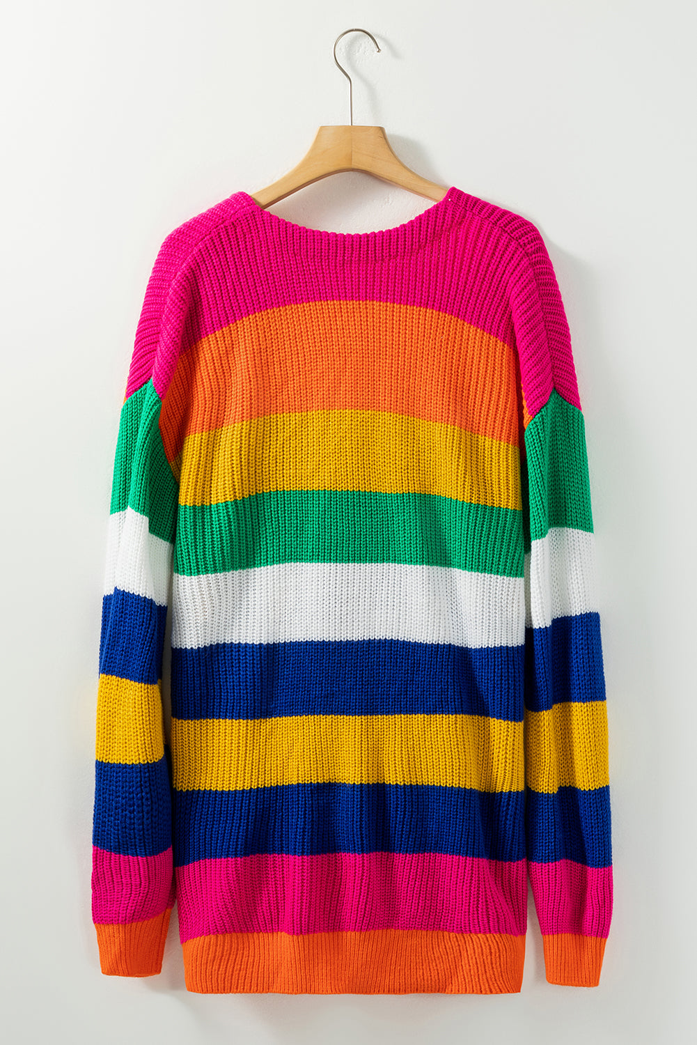 Multicolor Striped Print Longline Cardigan