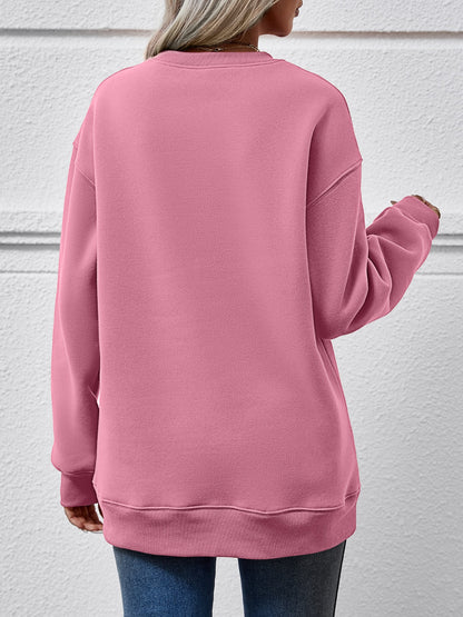 Letter Graphic Round Neck Long Sleeve Sweatshirt