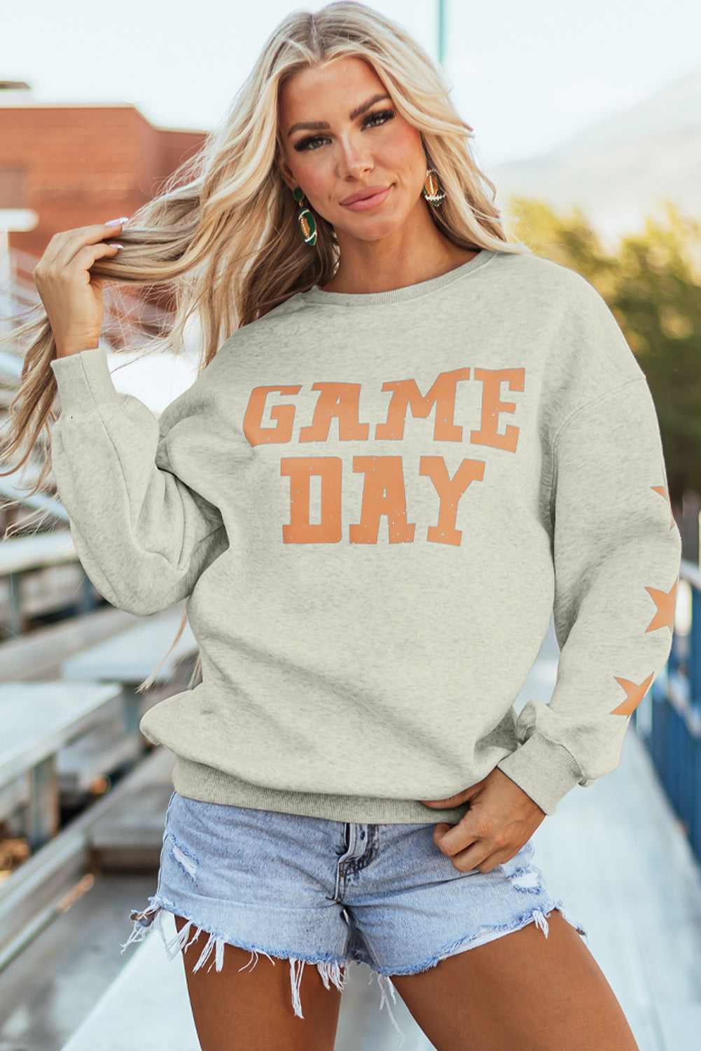 Grapefruit Orange Game Day Graphic Rugby Football Season Sweatshirt