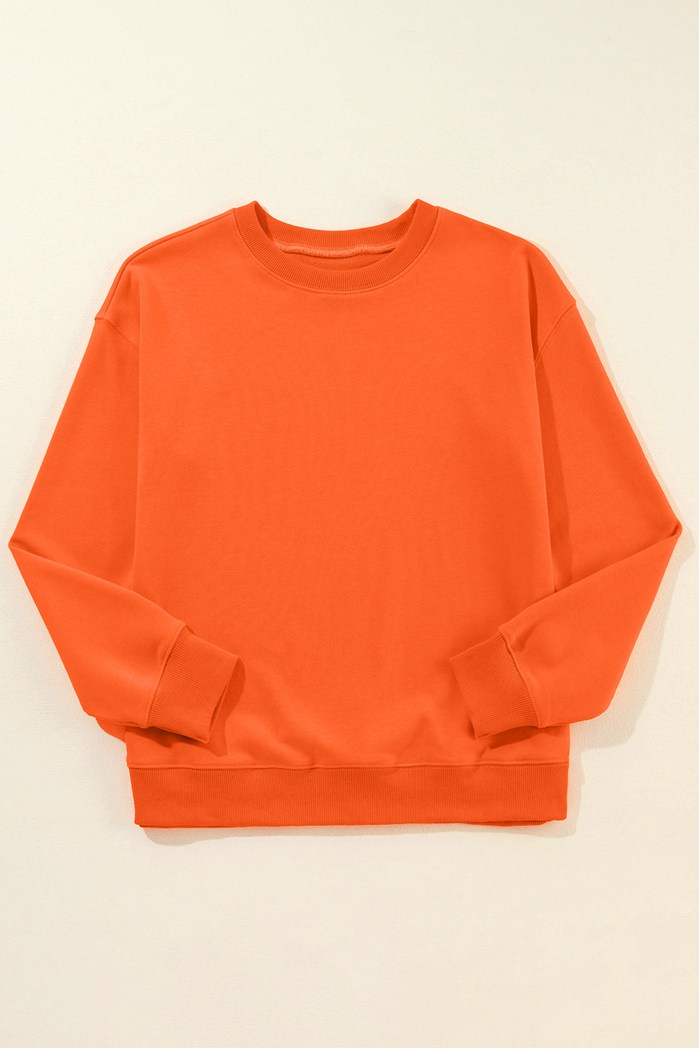 Orange Solid Classic Crewneck Pullover Sweatshirt