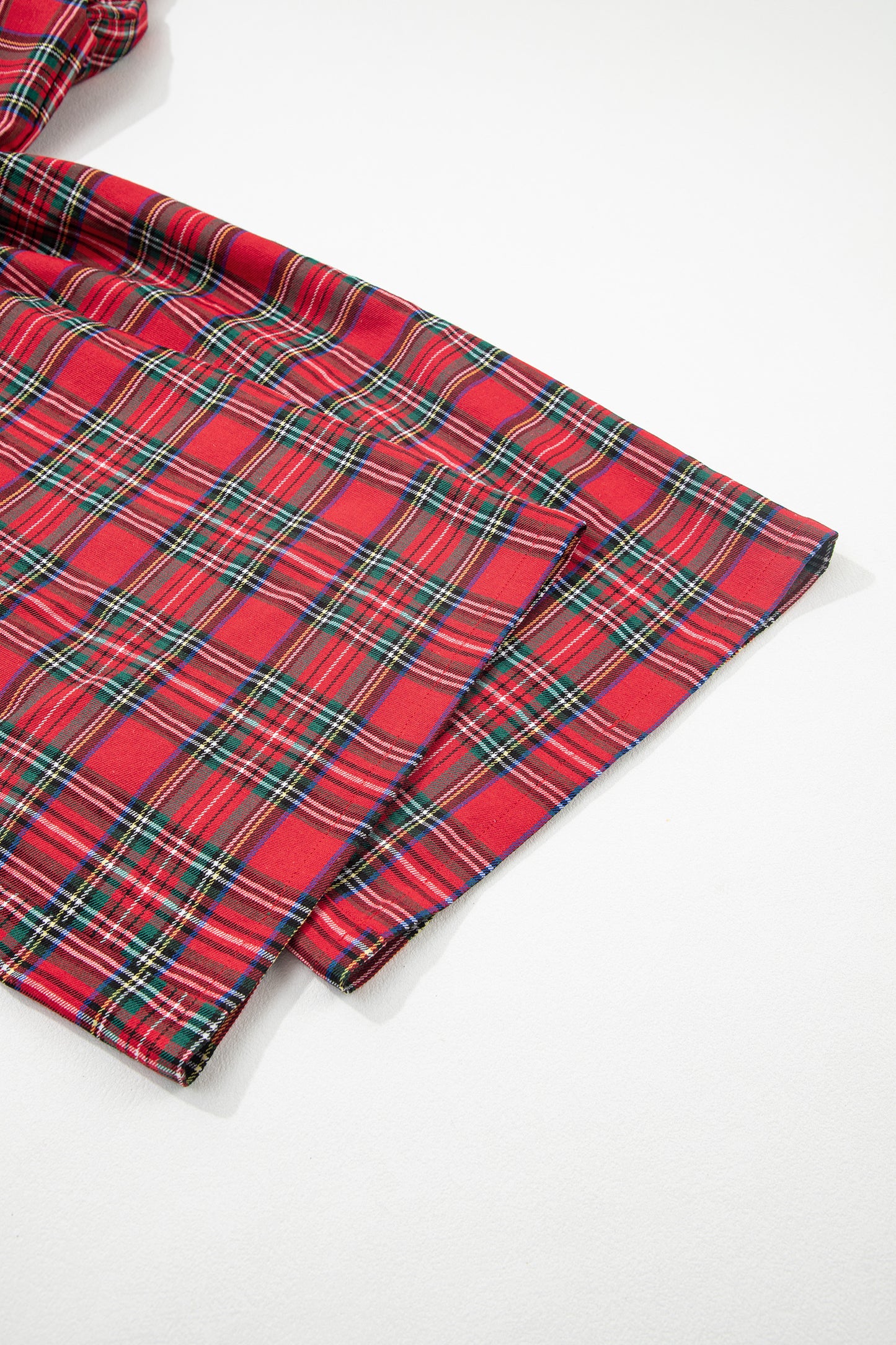 Red Festive Plaid Wide Leg Pull On Pants