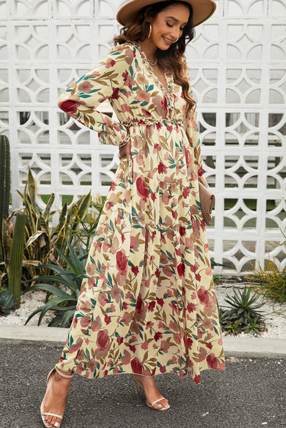 Wild Lotus Ruffle Tiered Maxi Dress