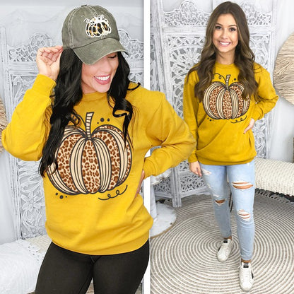 Sassy Autumn Leopard Pumpkin Sweatshirt