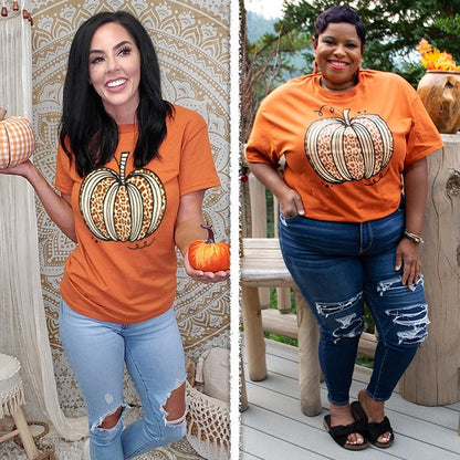 Sassy Autumn Leopard Pumpkin T-Shirt