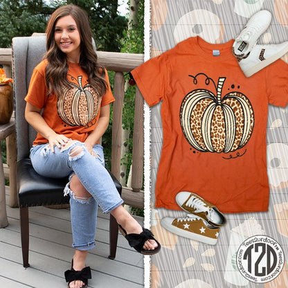 Sassy Autumn Leopard Pumpkin T-Shirt