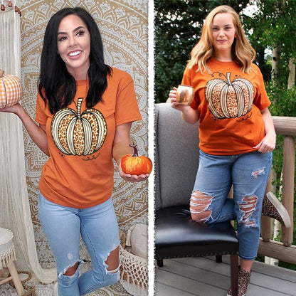 Sassy Autumn Leopard Pumpkin T-Shirt