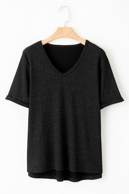 Gray High Low Cuffed Tee