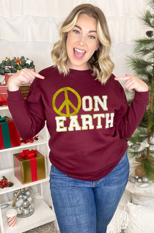 Peace on Earth Ideal Chenille Sweatshirt