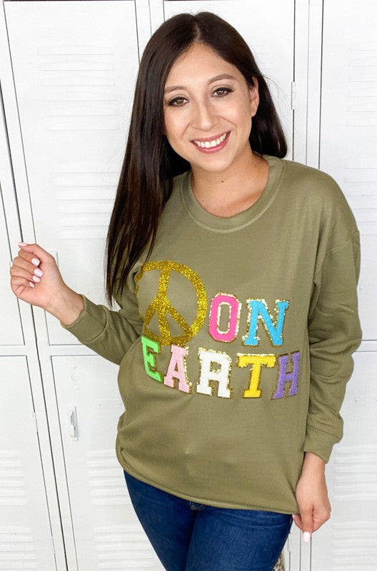 Peace on Earth Ideal Chenille Sweatshirt