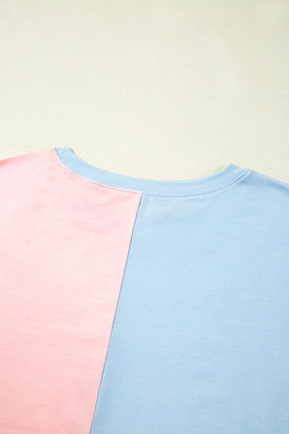 Pink Stars and Stripes Printed Crewneck Independence Day T Shirt