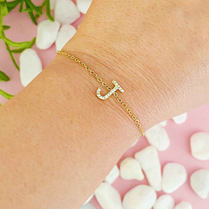 Dainty Sparkle Initial Bracelet