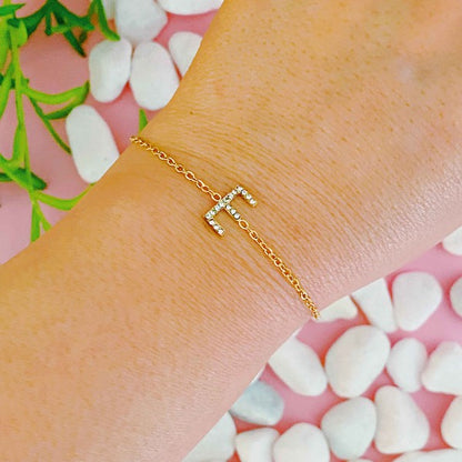 Dainty Sparkle Initial Bracelet