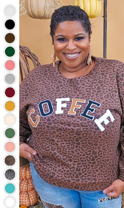 Soft Ideal Chenille Coffee Graphic Sweatshirt