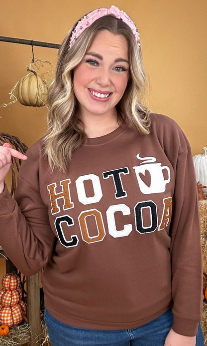 Soft Ideal Chenille Hot Cocoa Graphic Sweatshirt