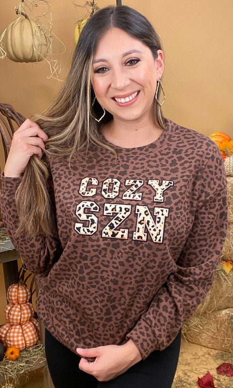 Leopard Ideal Chenille Cozy SZN Graphic Sweatshirt