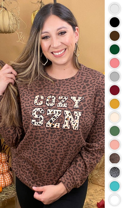 Leopard Ideal Chenille Cozy SZN Graphic Sweatshirt