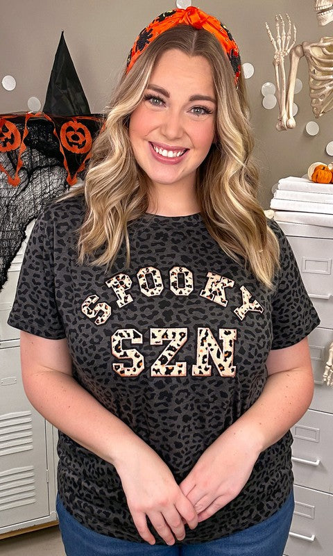 Leopard Ideal Chenille Spooky SZN Graphic T-Shirt