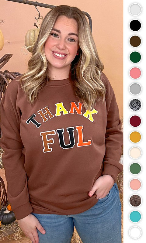 Soft Ideal Chenille Thankful Graphic Sweatshirt