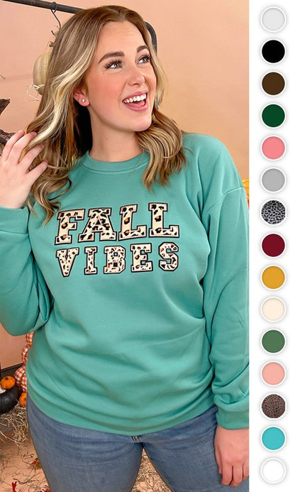 Leopard Chenille Fall Vibes Graphic Sweatshirt