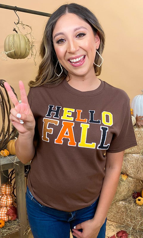 Soft Ideal Chenille Hello Fall Graphic T-Shirt