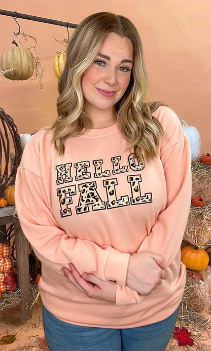 Leopard Chenille Hello Fall Graphic Sweatshirt