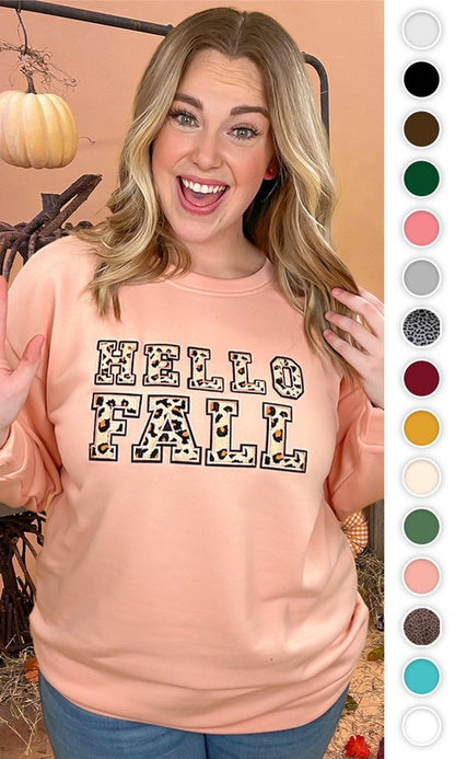 Leopard Chenille Hello Fall Graphic Sweatshirt