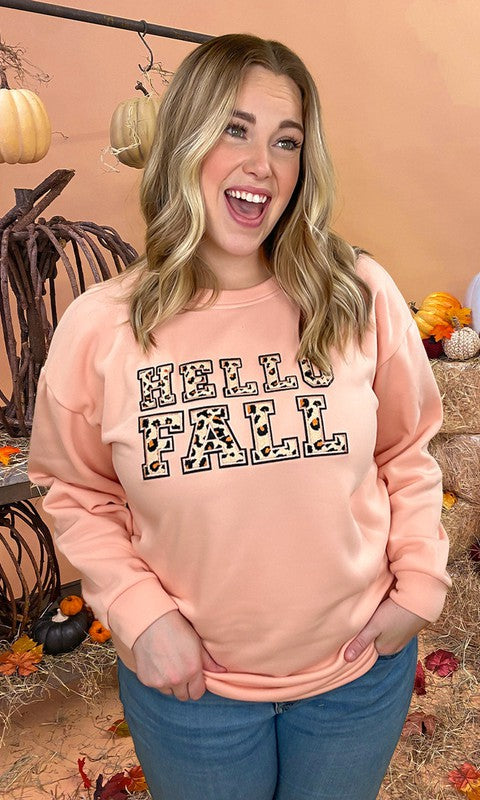 Leopard Chenille Hello Fall Graphic Sweatshirt