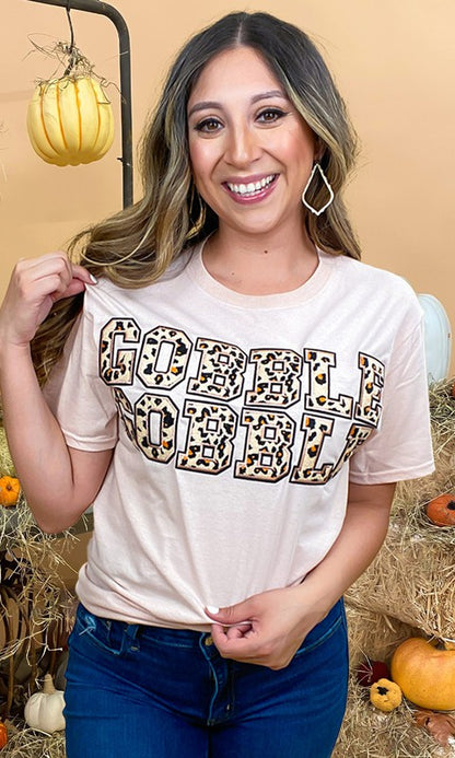 Leopard Chenille Gobble Gobble Graphic T-Shirt