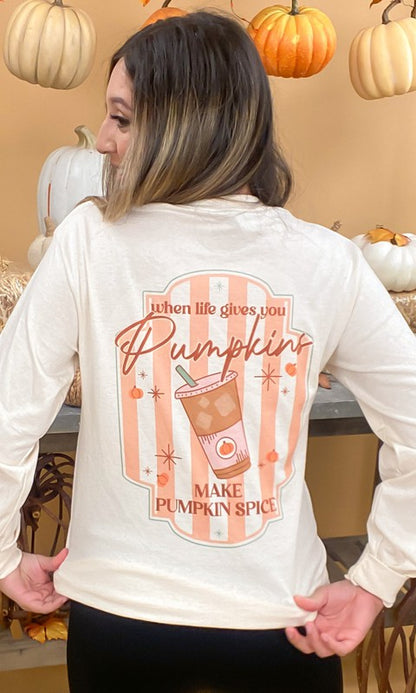 Cold Coffee Pumpkin Spice Graphic Long Sleeve Tee