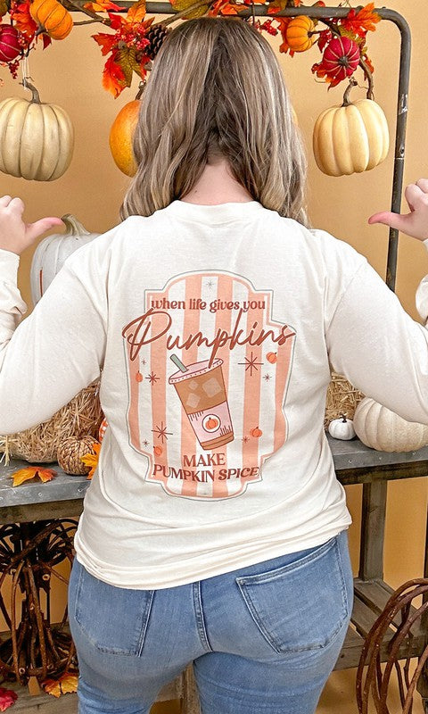 Cold Coffee Pumpkin Spice Graphic Long Sleeve Tee