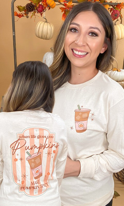 Cold Coffee Pumpkin Spice Graphic Long Sleeve Tee