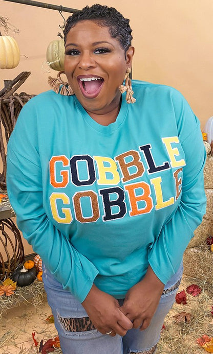 Soft Ideal Chenille Gobble Gobble BF LS T-Shirt