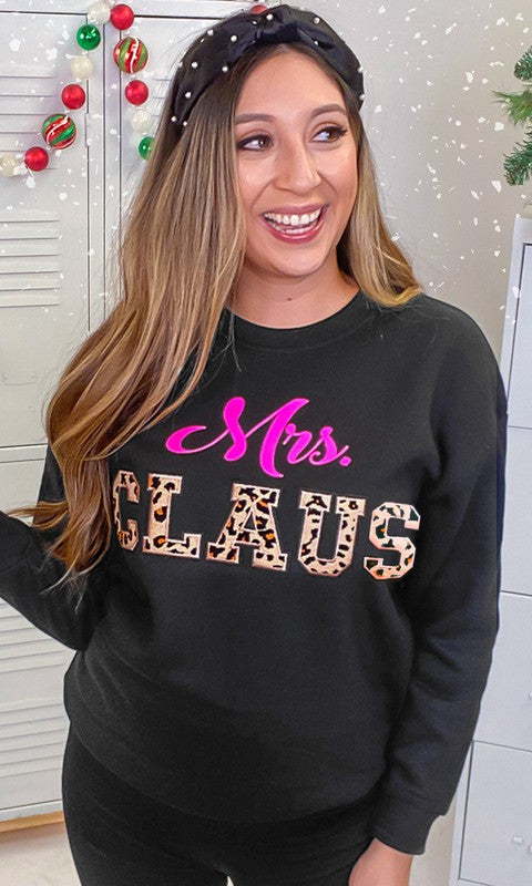 Leopard Ideal Chenille Mrs. Claus Sweatshirt