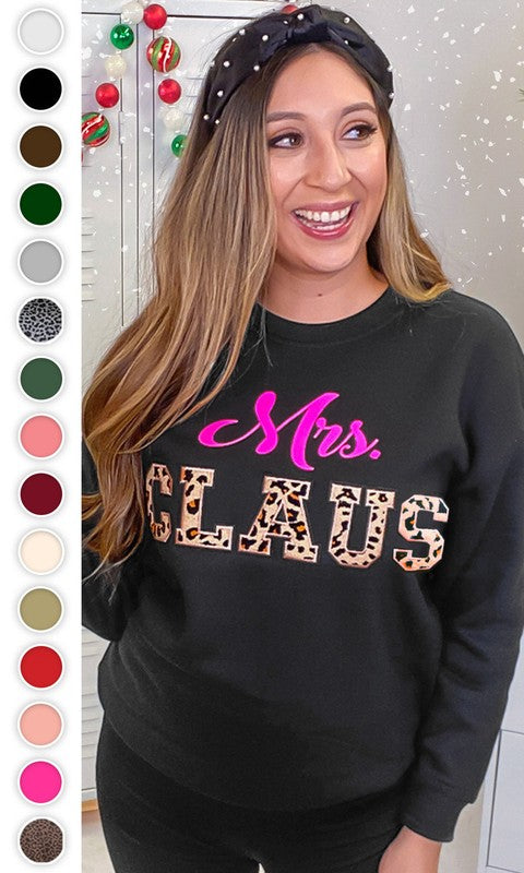 Leopard Ideal Chenille Mrs. Claus Sweatshirt