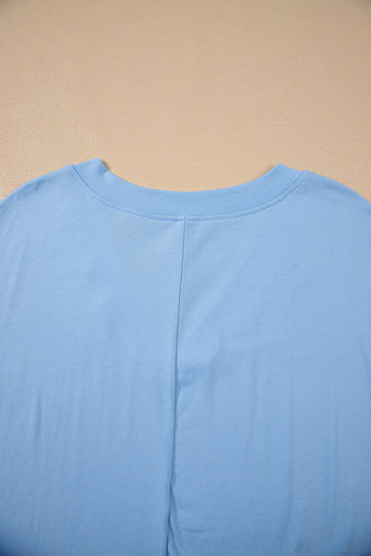 Myosotis Loose Half Sleeve V Neck Knit Romper