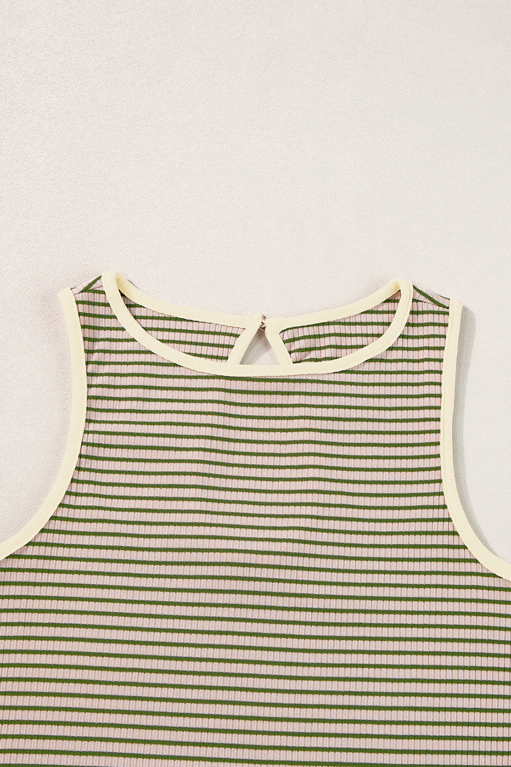 Green Stripe Striped Print Ribbed Knit Sleeveless Top