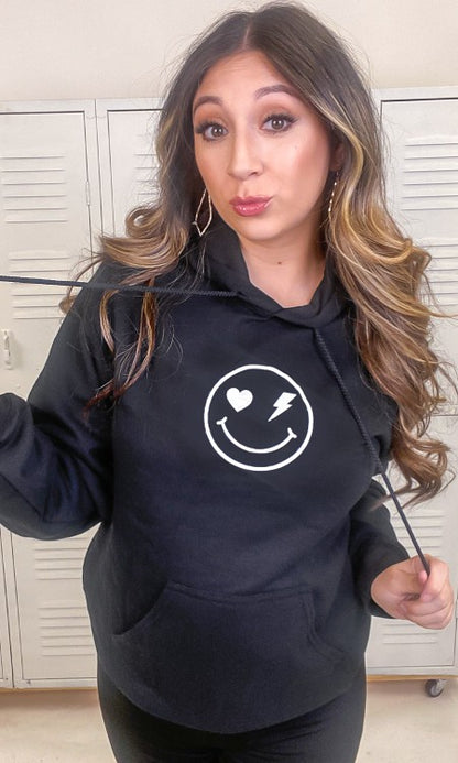 Smiley Checkerboard Graphic Hoodie