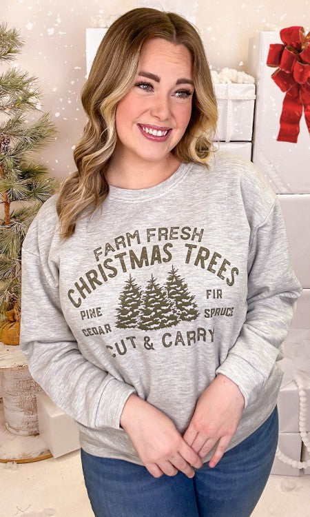 Farm Fresh Christmas Trees Graphic Sweatshirt