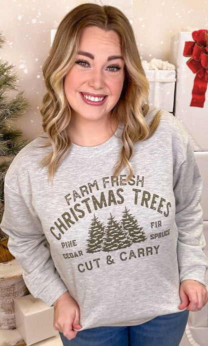 Farm Fresh Christmas Trees Graphic Sweatshirt