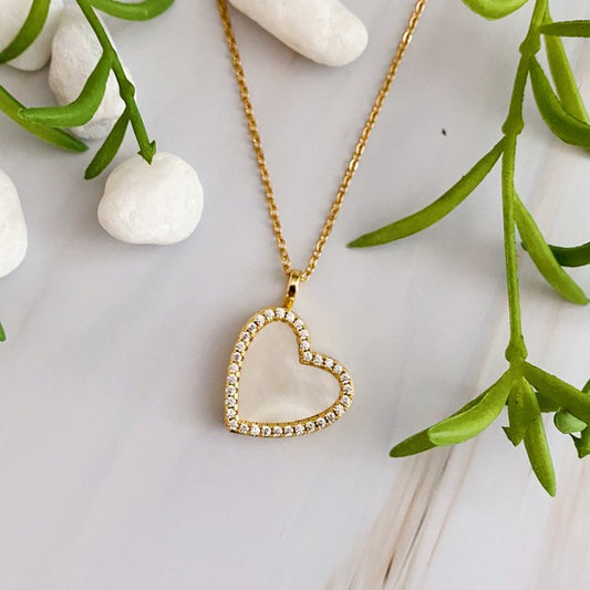 Shell Heart Locket Pendant Necklace