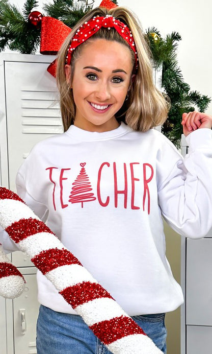 Christmas Teacher Tree Graphic Sweatshirt